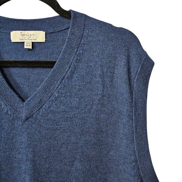 Turnbury Extra Fine Merino Wool Sleeveless Knit Blue Sweater Vest - Picture 3 of 6